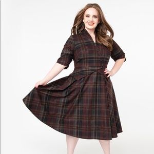 Miss Candyfloss Plaid Flannel Modesty Bo Swing Dress